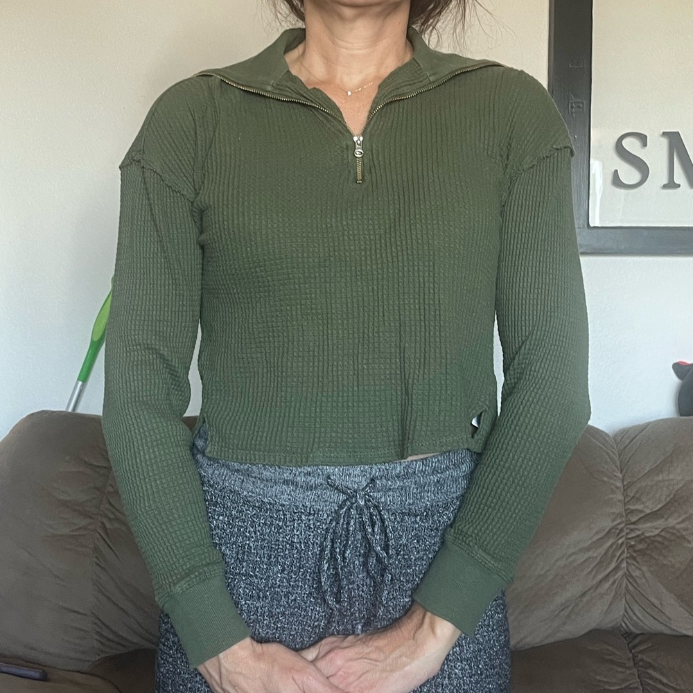 Green Quarter Zip Top